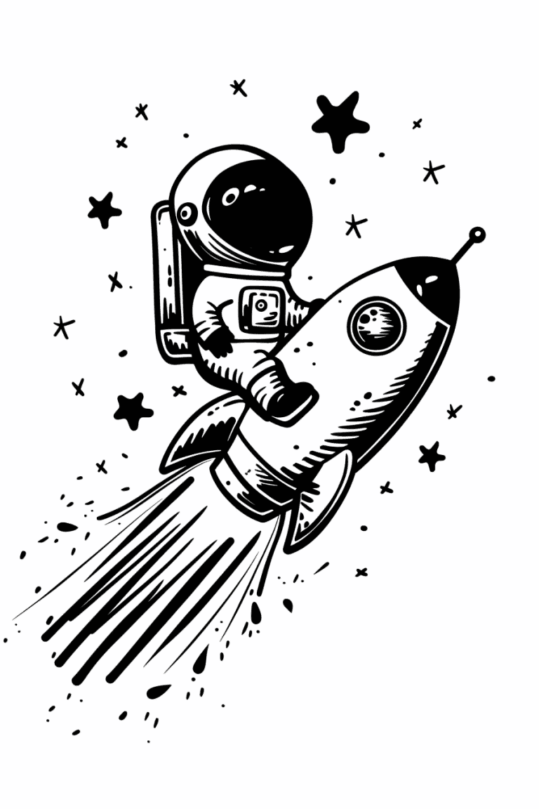 Astronaut Riding A Rocket Ship