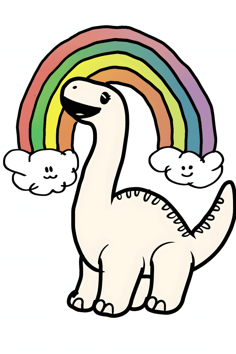 Apatosaurus Standing Under A Rainbow