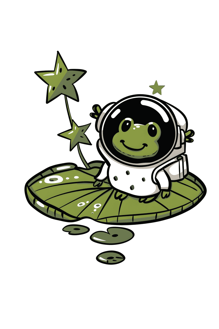 Astronaut Frog In A Floating Lily