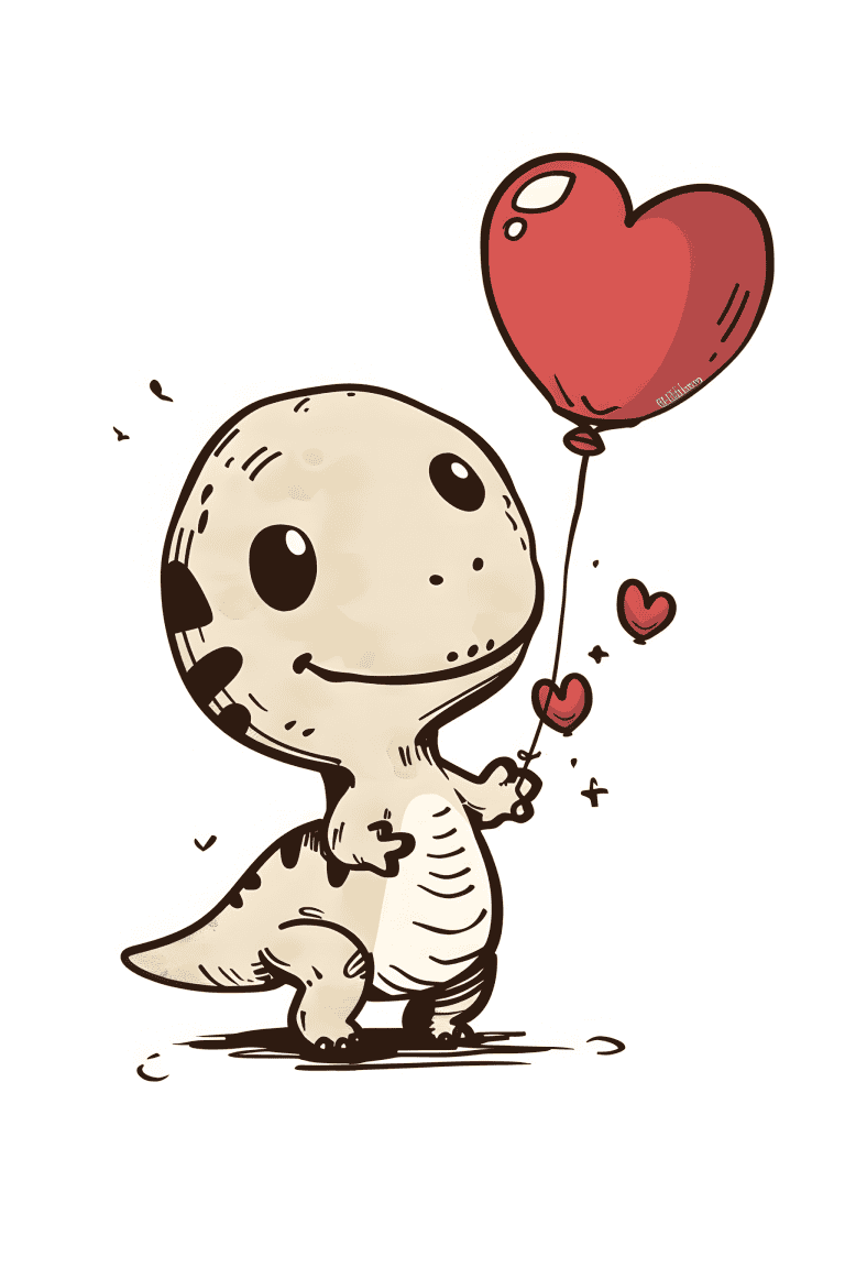 T-rex Holding A Heart Shaped Balloon
