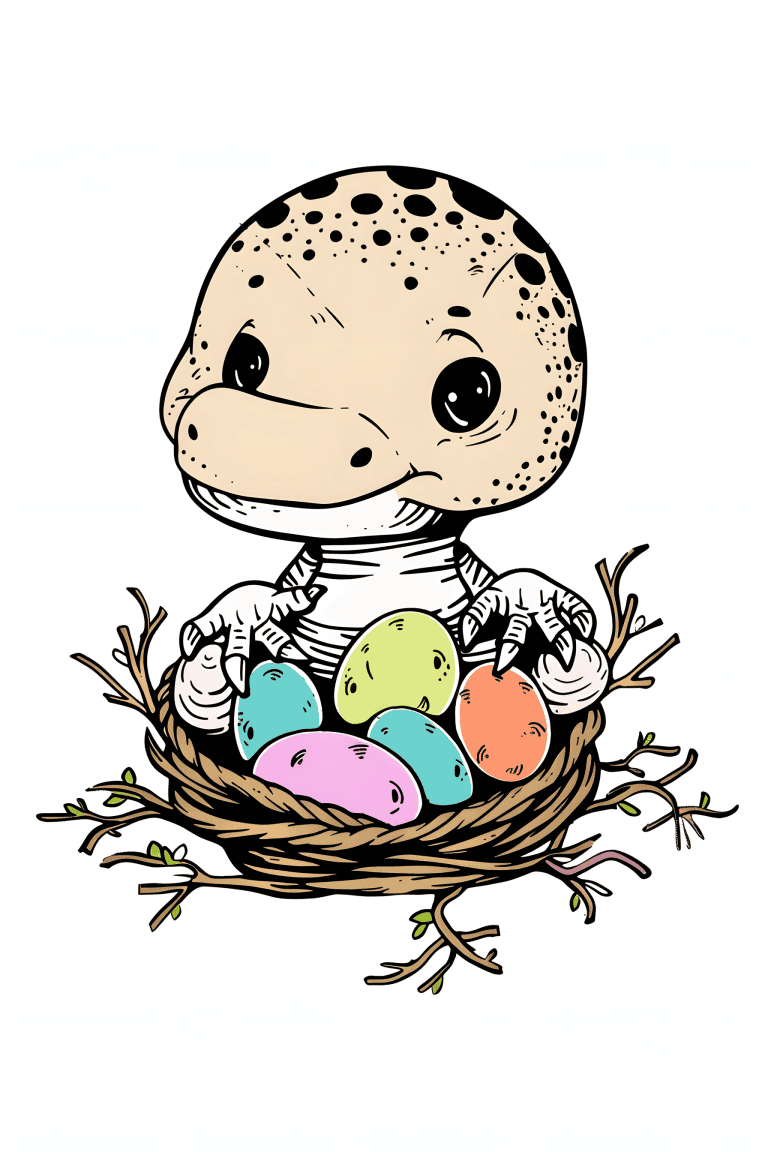 Allosaurus Protecting Colorful Eggs