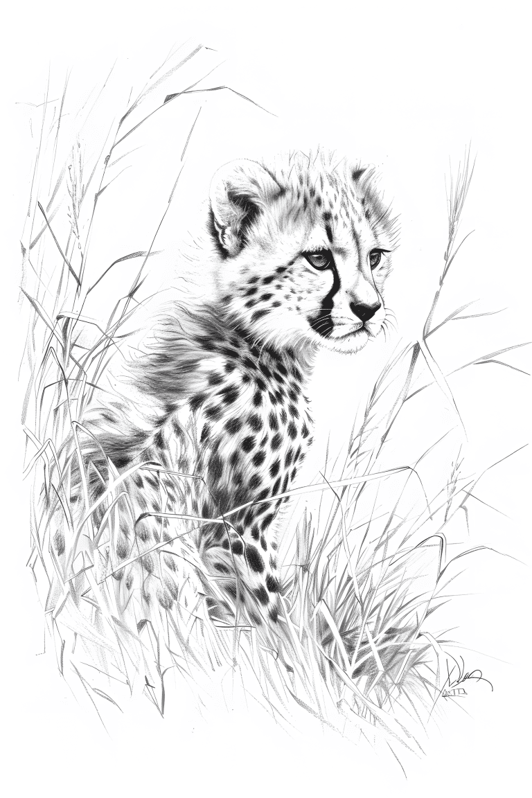 Cheetah Crouched In A Tall Grass