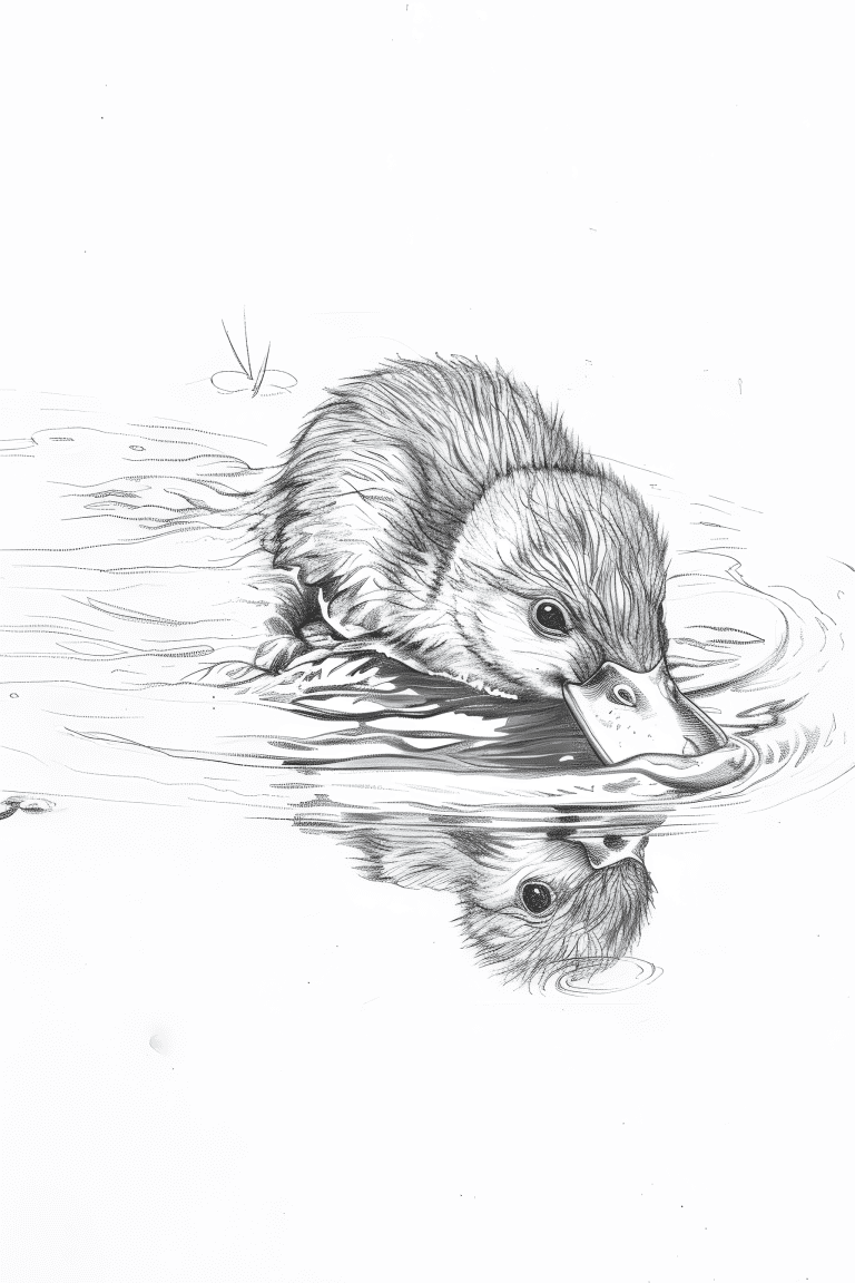 Platypus Gently Paddling In A Creek