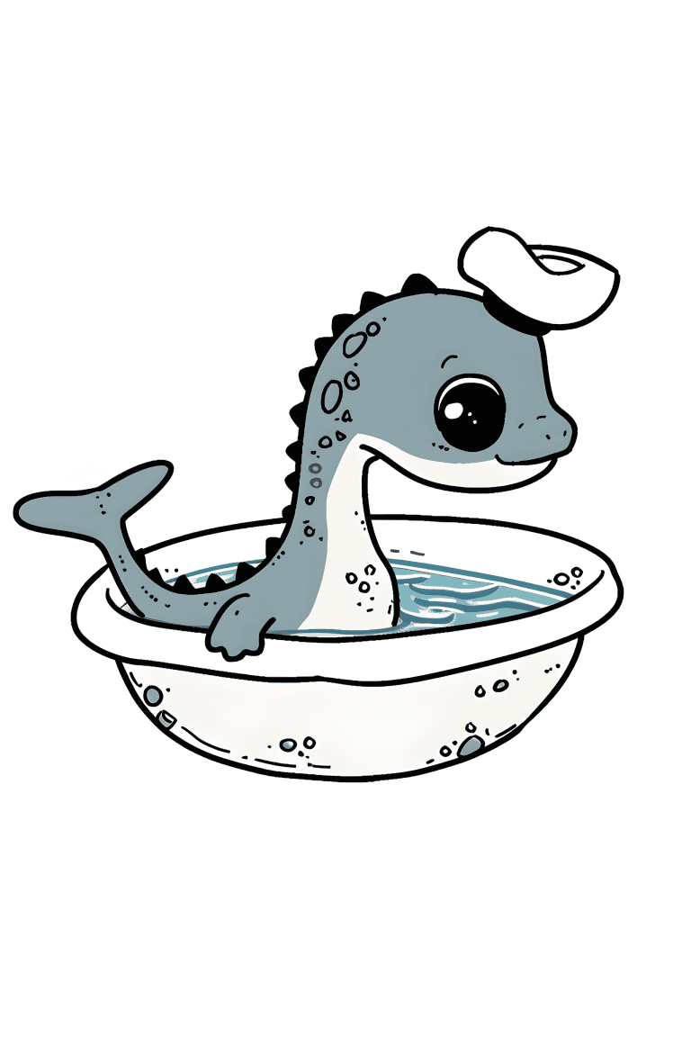 Plesiosaurus Wearing A Sailor Hat