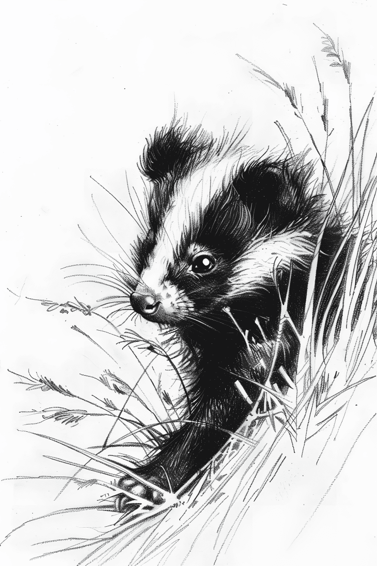 Skunk Exploring A Meadow