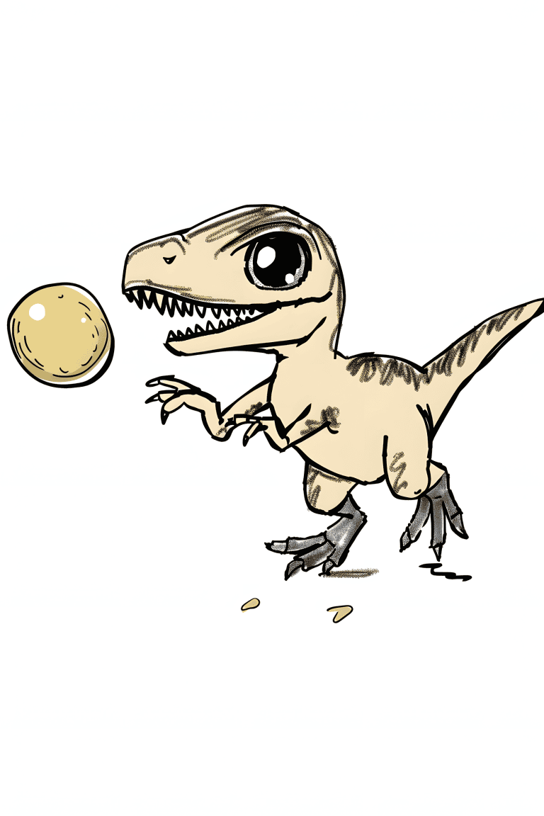 Velociraptor Chasing A Ball
