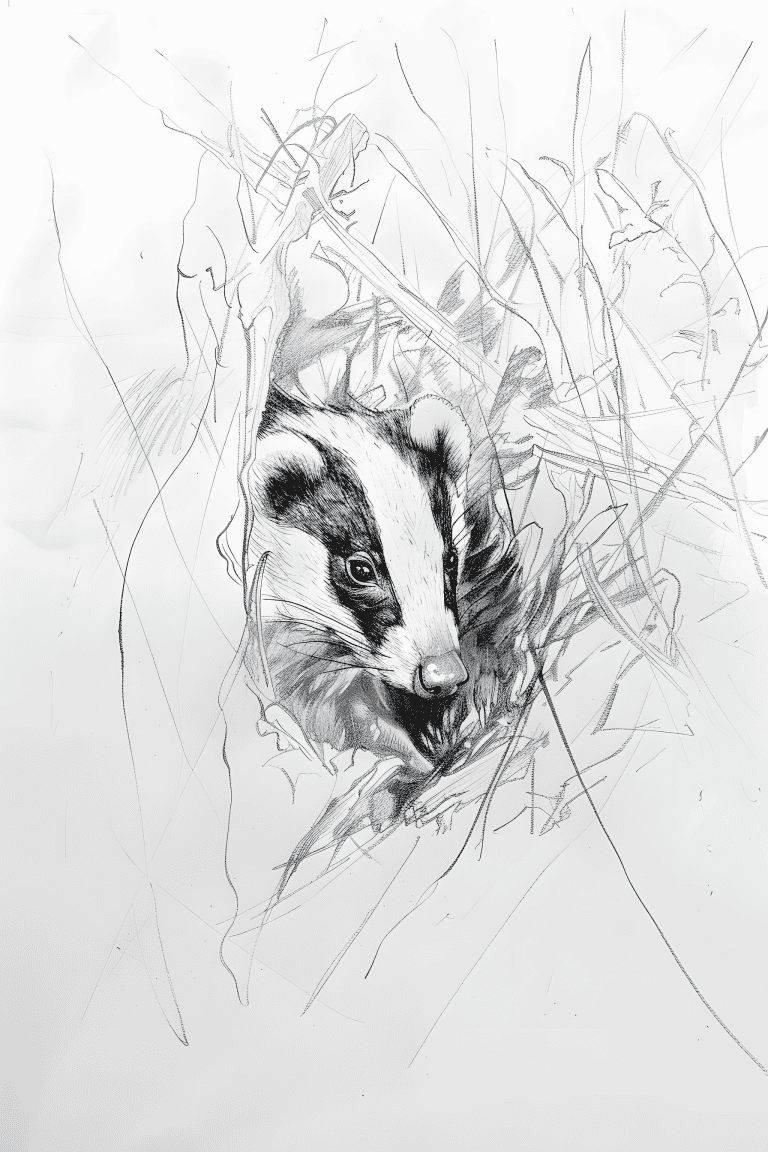 Badger Emerging From It’s Burrow