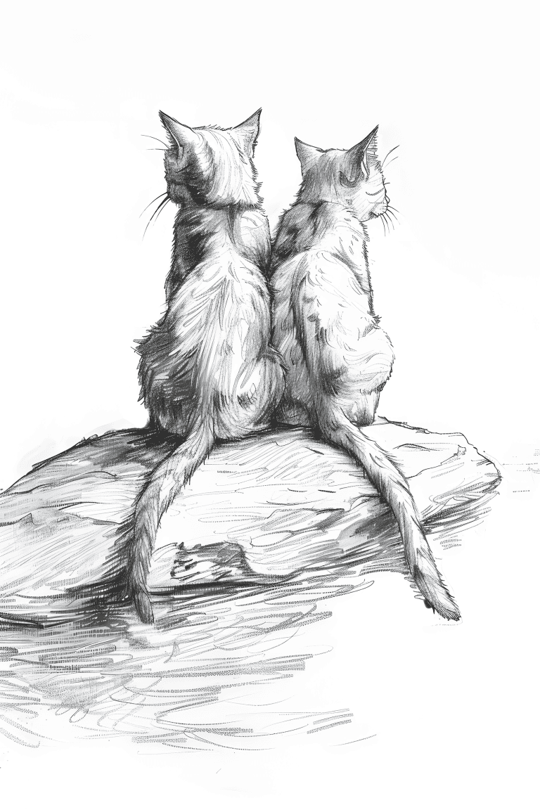 Cats Resting On A Rock
