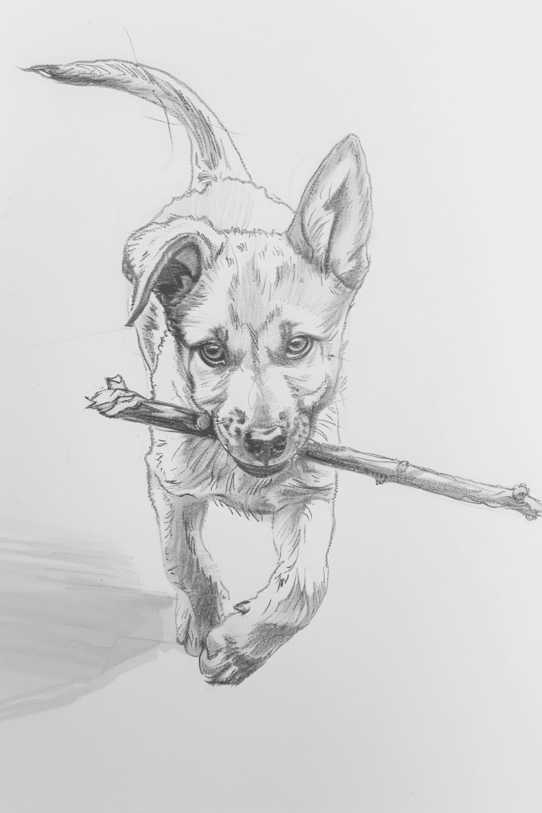 Puppy Carrying A Stick
