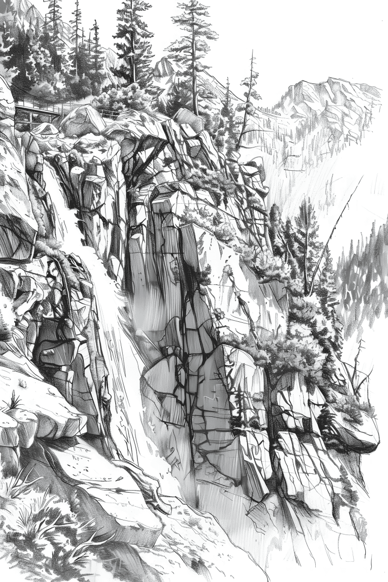 Waterfall Flowing Down A Cliffside