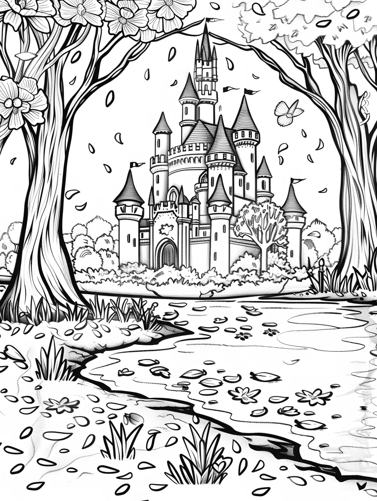 Castle In A Cherry Blossom Grove