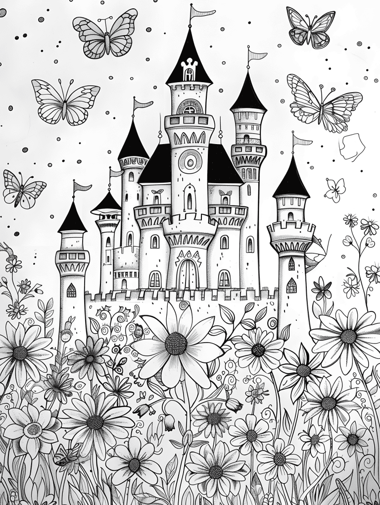 Castle In A Field OF Wildflowers