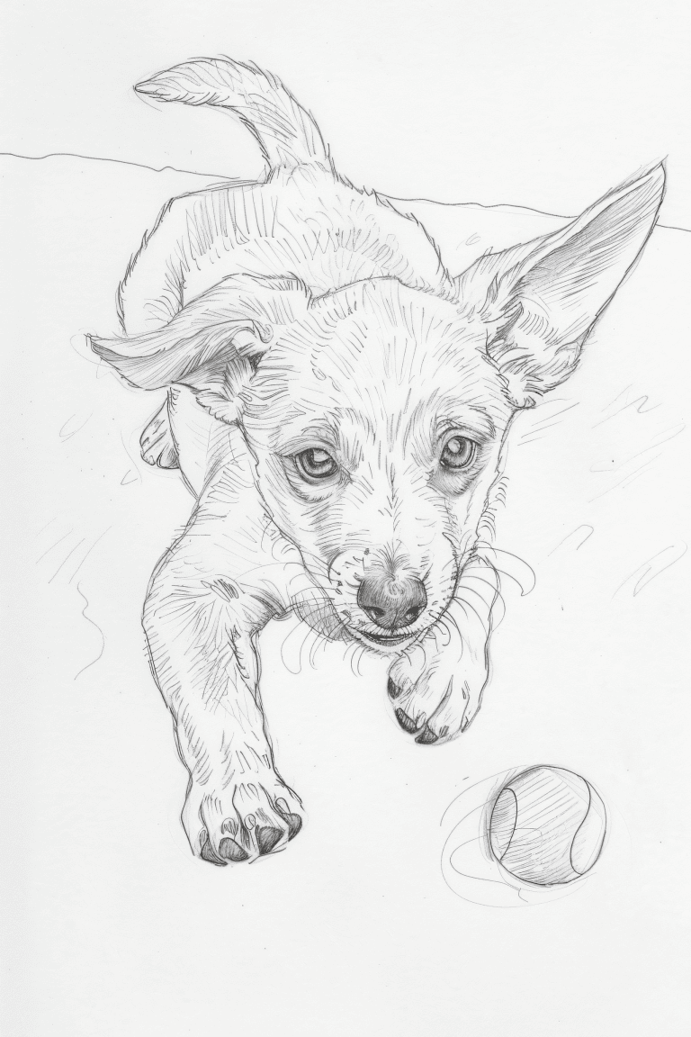 Puppy Chasing A Ball