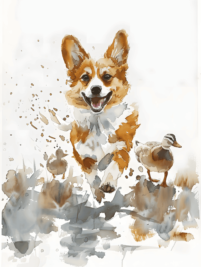 Corgi With A Duck