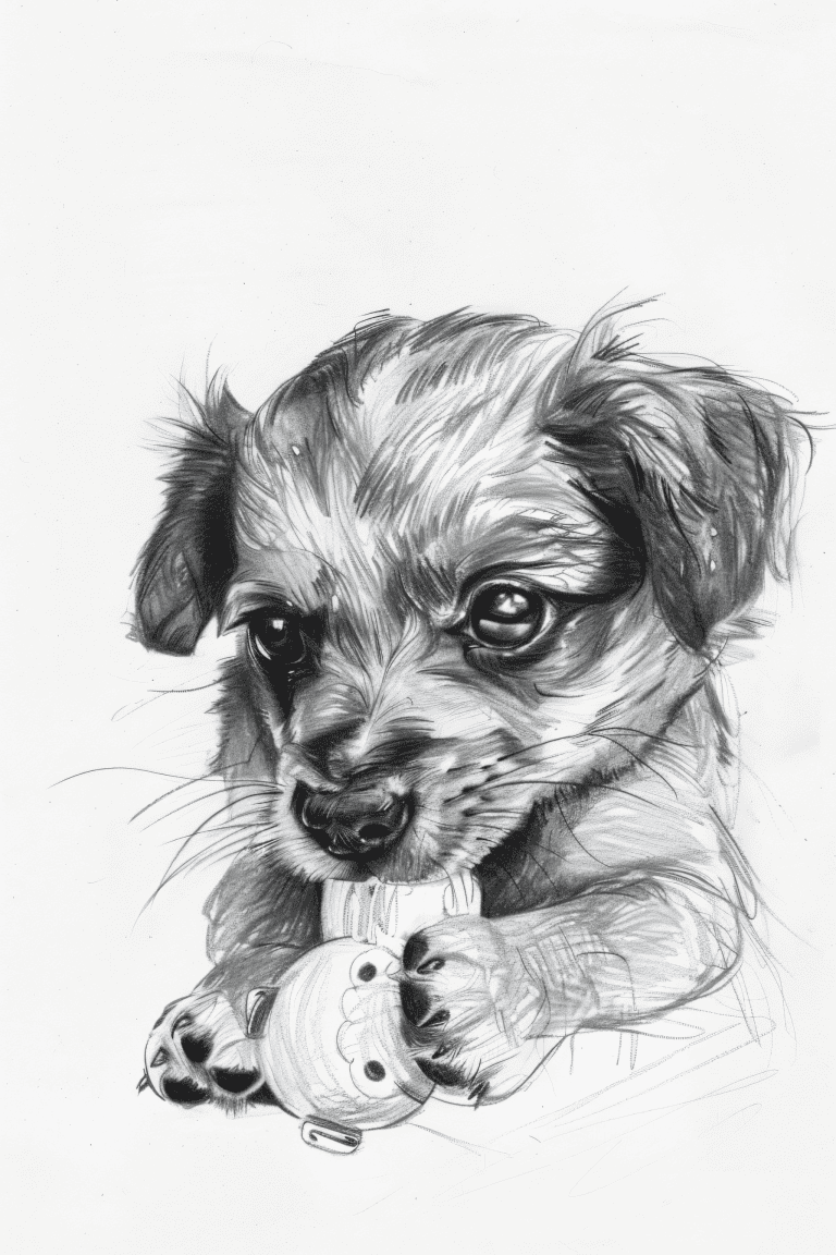 Puppy Chewing A Toy