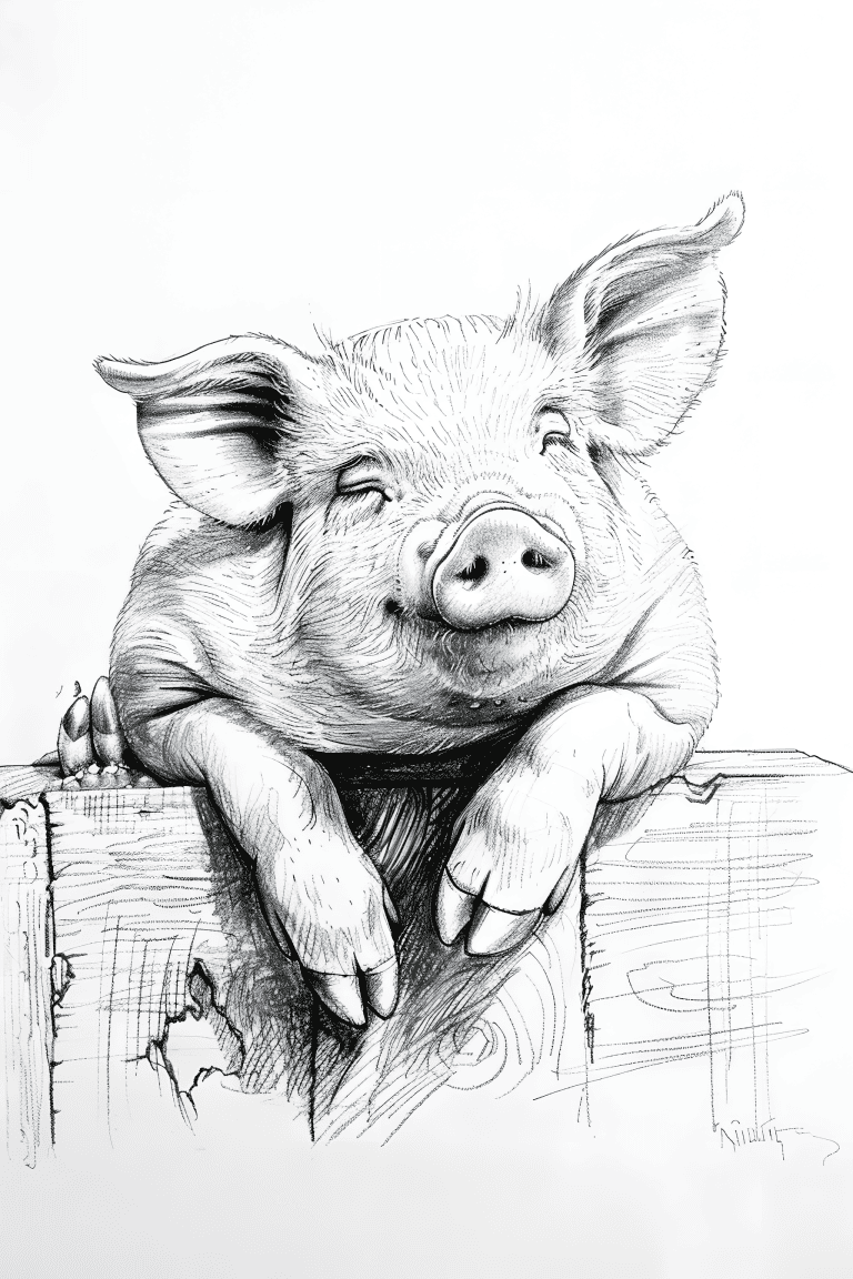 Piglet Resting On A Fence