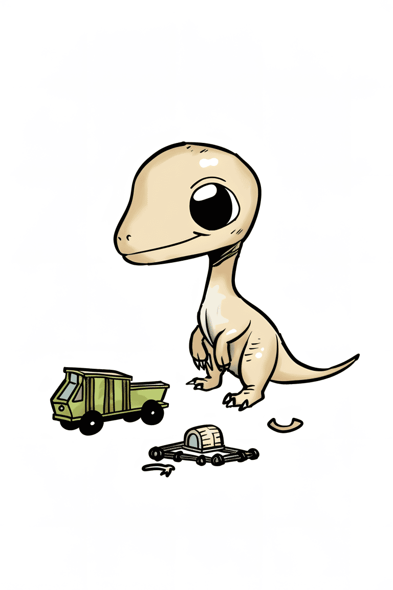Coelophysis Playing With A Toy Train
