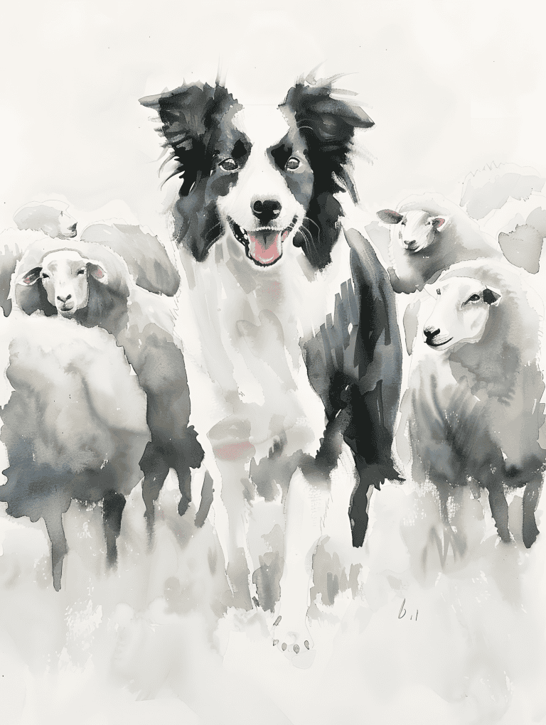 Collie Herding Sheep