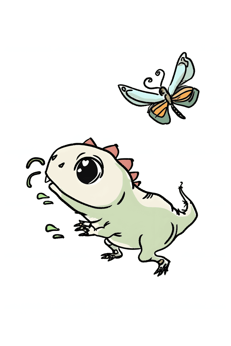 Compsognathus Chasing A Butterfly