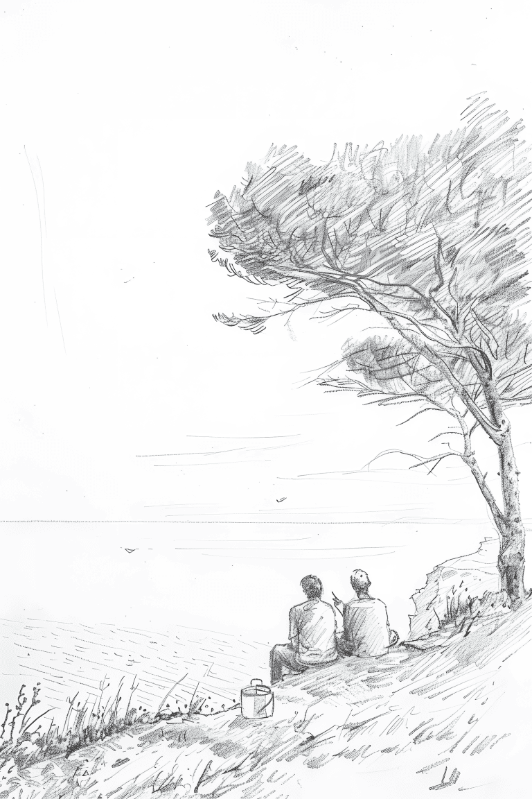 Couple Relaxing On A Hill