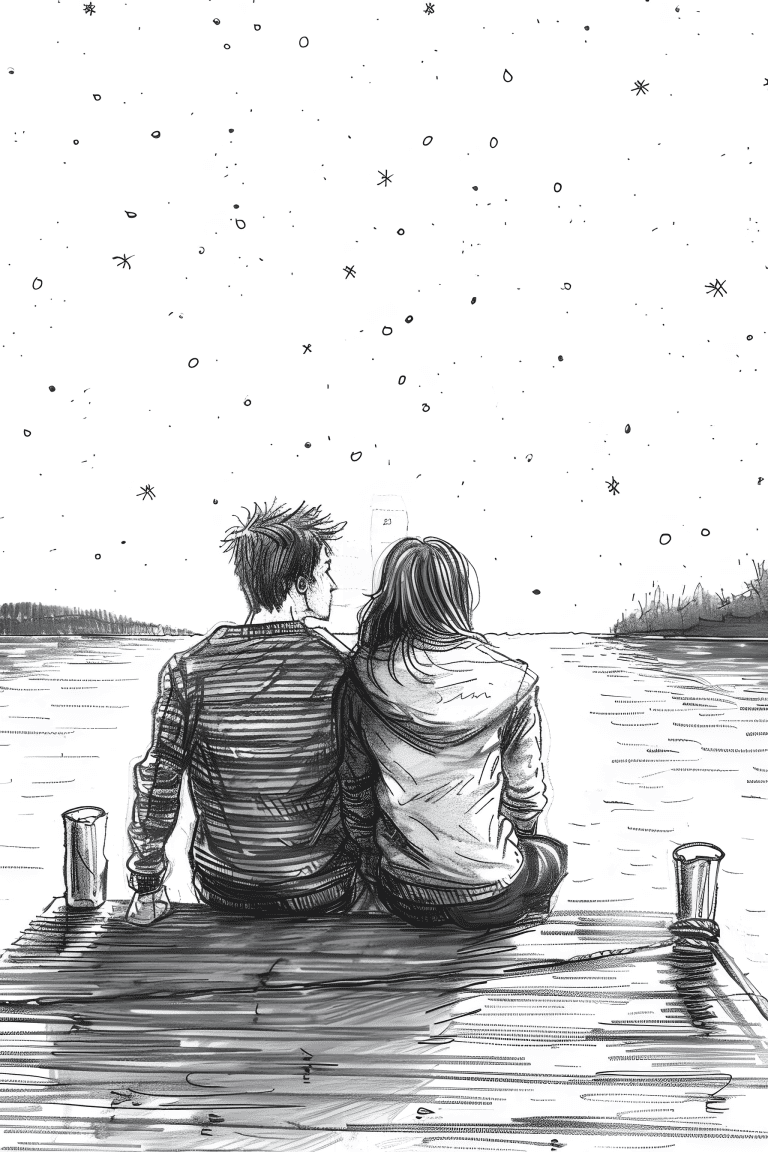 Couple Sitting On A Dock