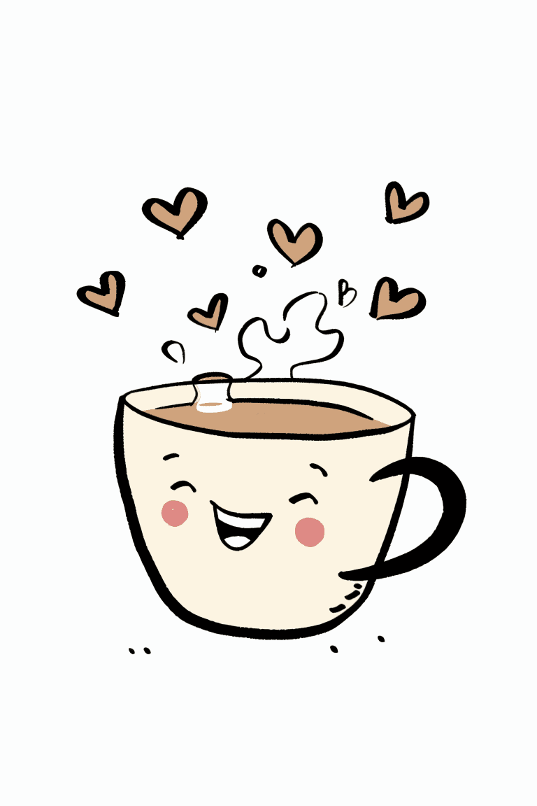 Coffee With Steaming Hearts