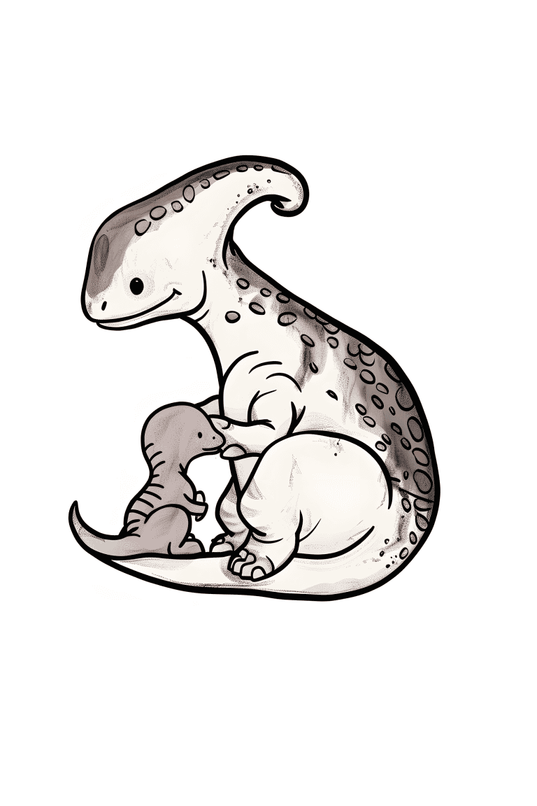 Diplodocus Cuddling A Baby