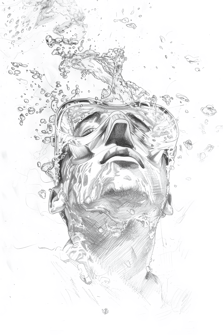 Diver Below The Water Surface