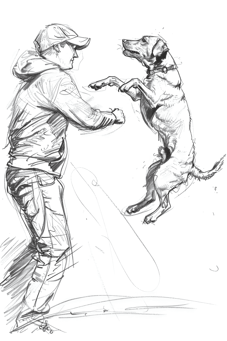 Owner Training His Dog