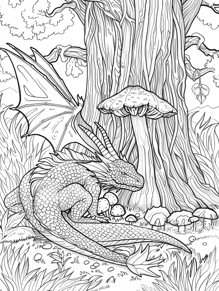 Dragon Beside A Mushroom