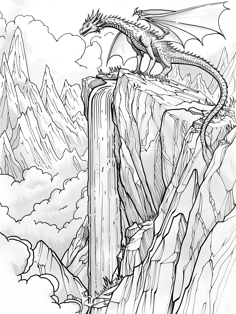 Dragon Perched On A Waterfall