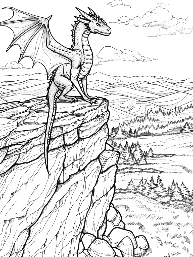 Dragon Perched On A Rocky Outcrop