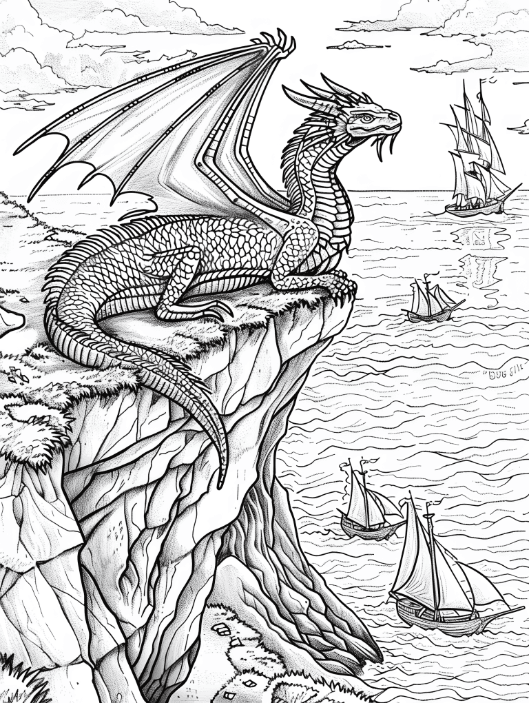 Dragon Resting On A Cliffside