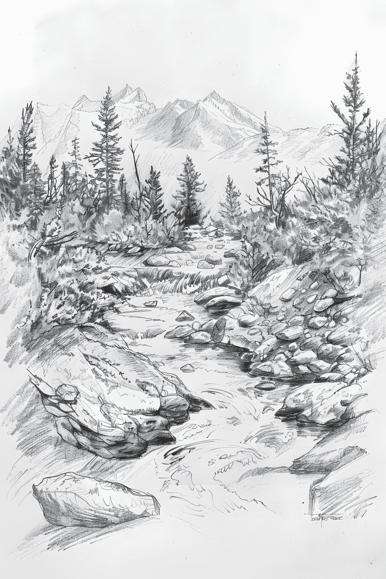 Mountain Stream Flowing Through A Forest