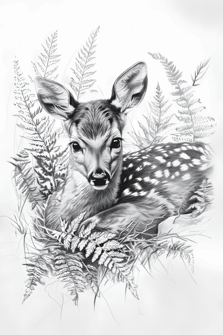 Fawn Lying On Ferns