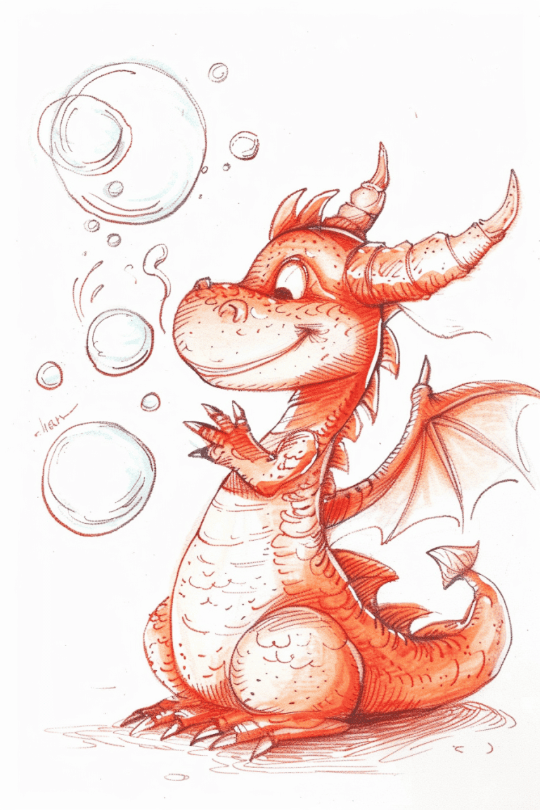 Dragon Playing With Bubbles