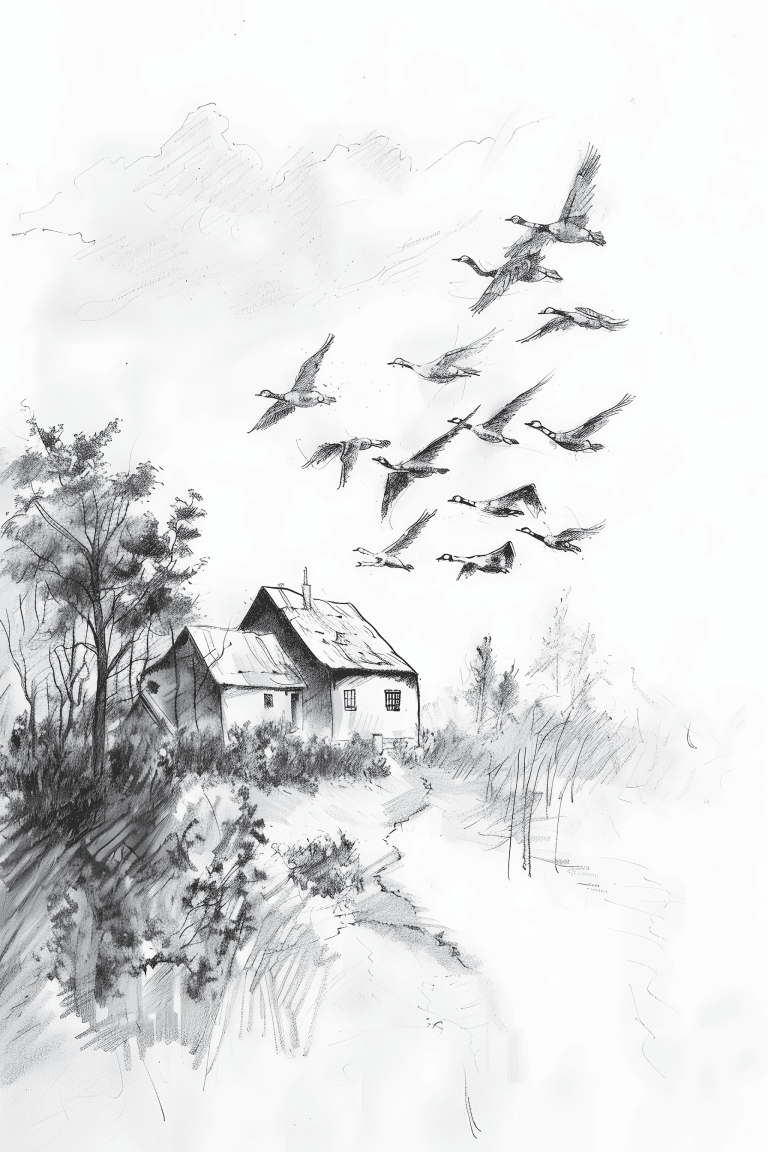 Flock Of Geese Flying