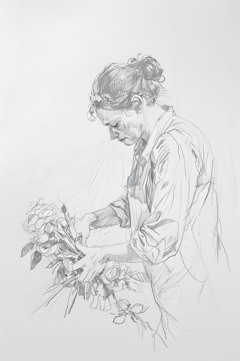Florist Arranging A Bouquet