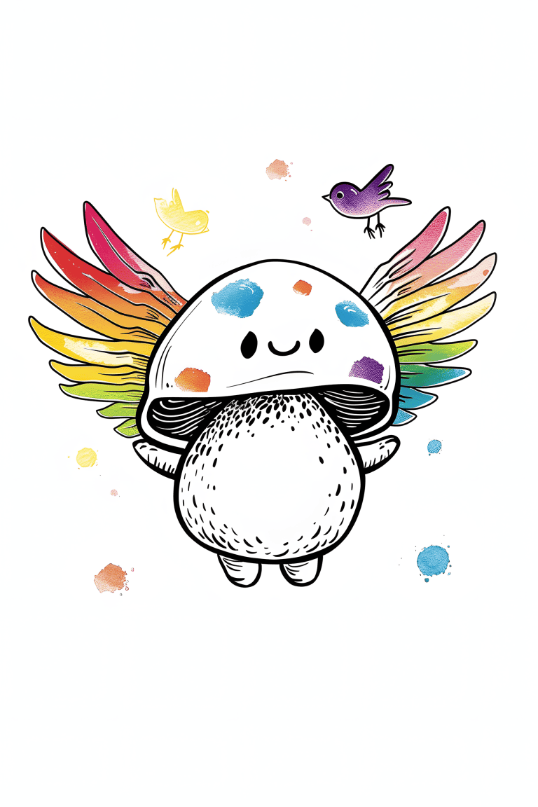 Mushroom In Rainbow Colored Wings