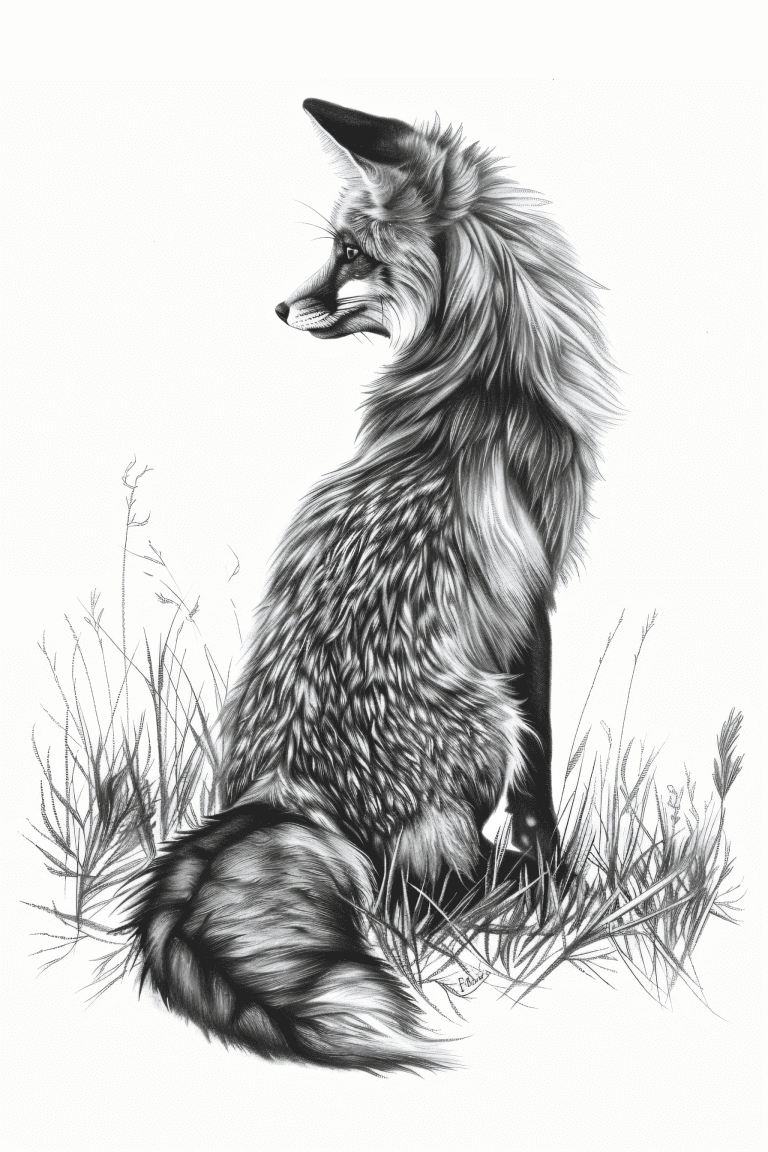 Fox Sitting On A Grass