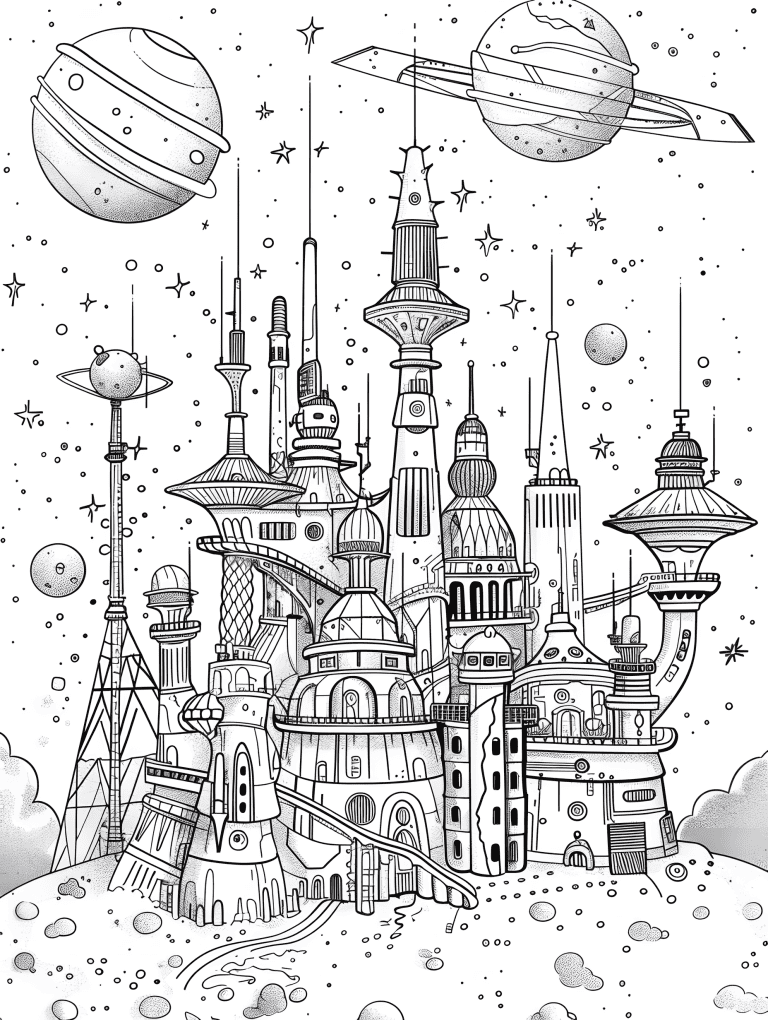 Futuristic Castle In Space