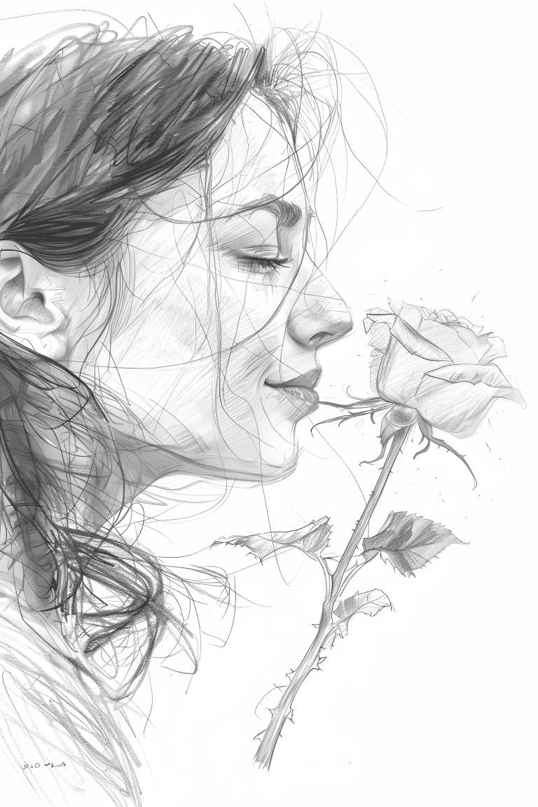 Gardener Smelling A Rose