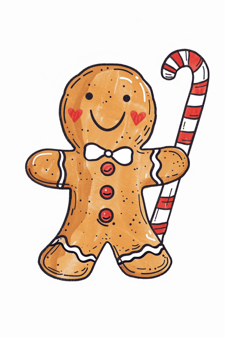 Gingerbread Man Holding A Candy Cane