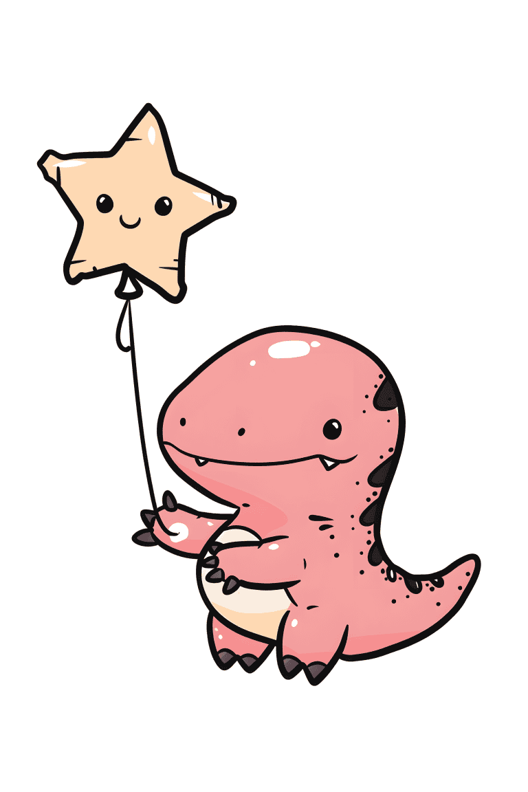 Gorgosaurus Holding A Star Shaped Balloon