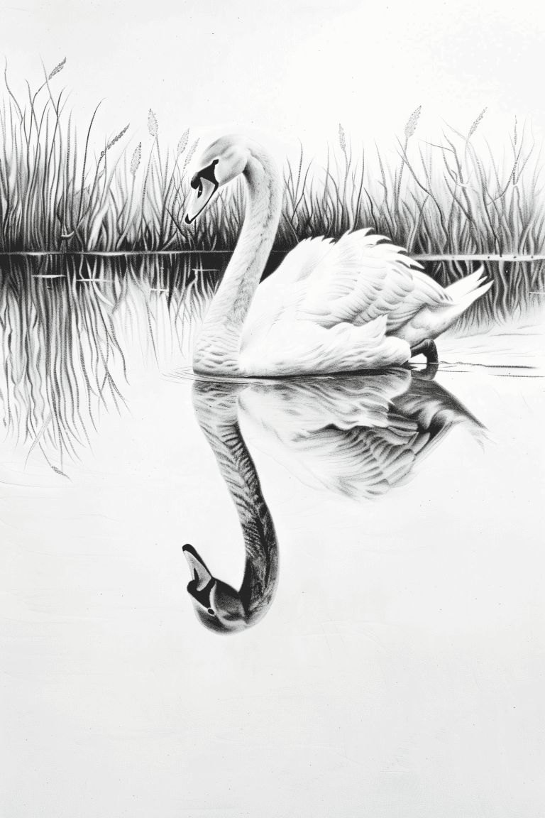 Swan Gliding Across A Lake
