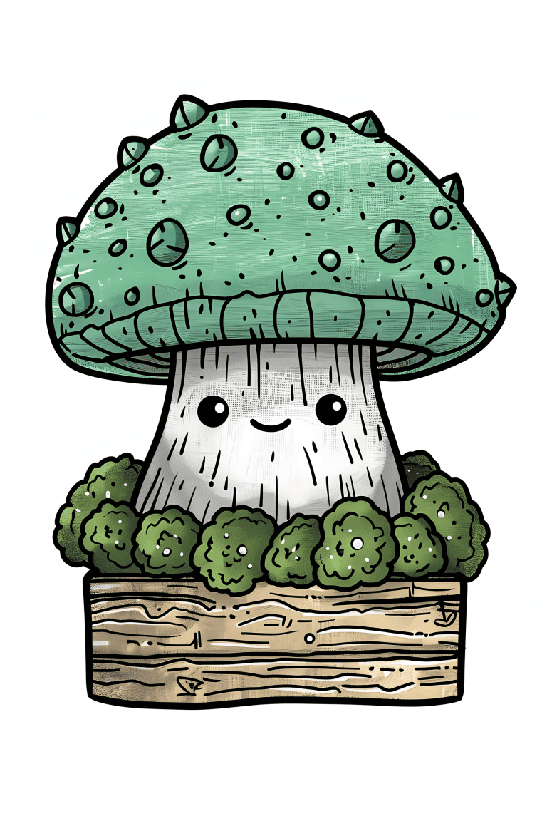 Mushroom In A Plant Box
