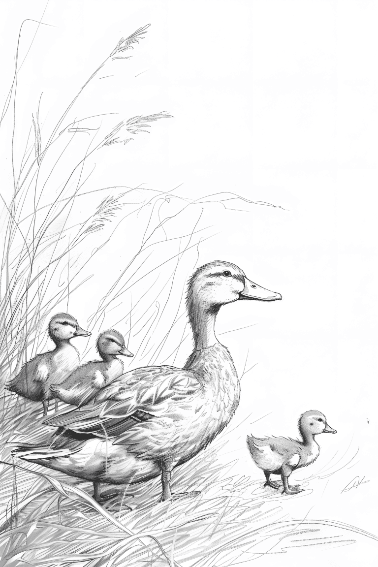 Duckling Walking With Their Mother