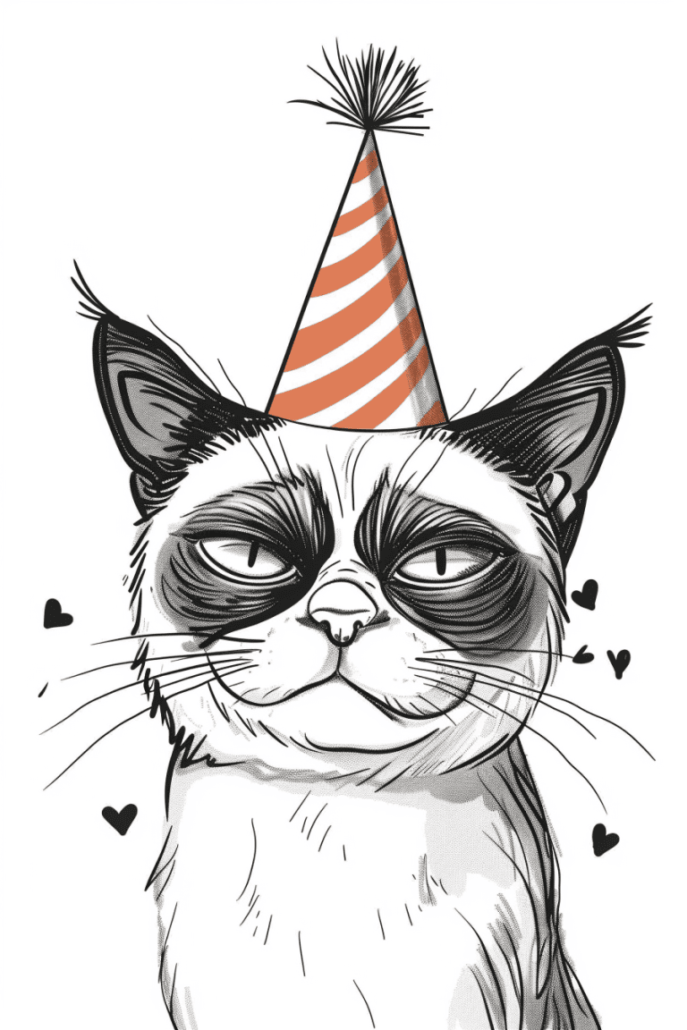 Cat Wearing A Birthday Hat