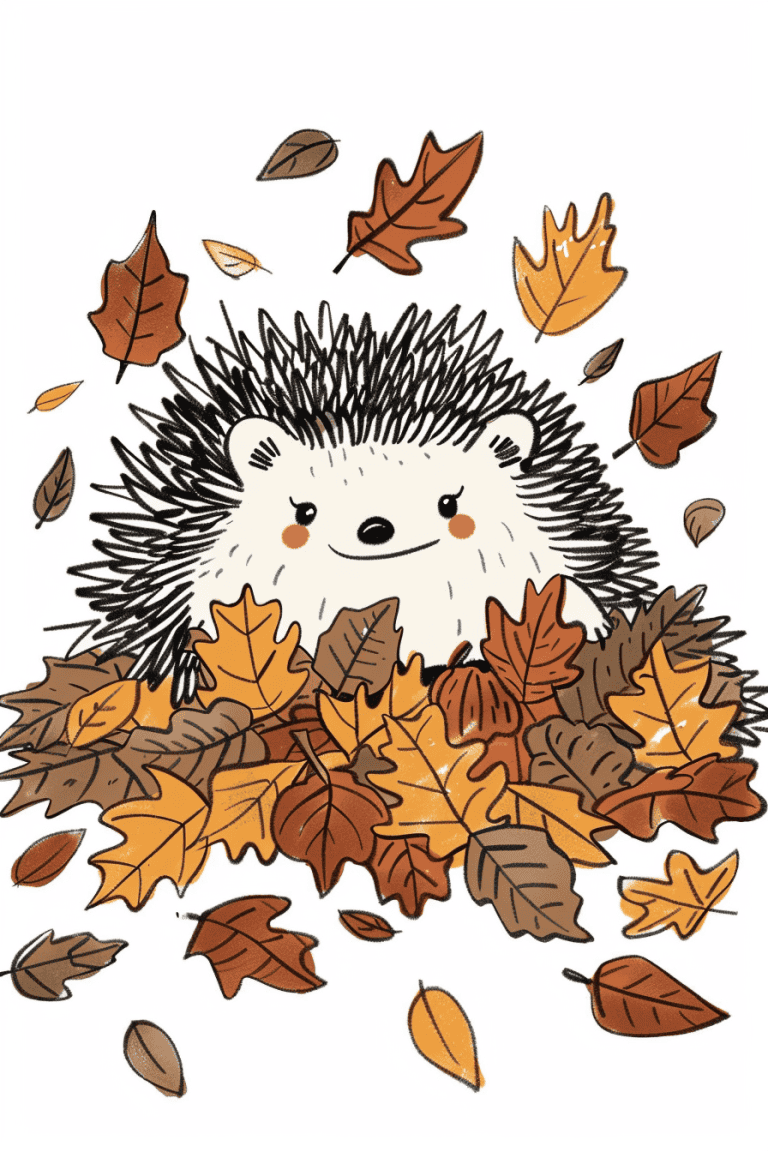 Hedgehog On A Pile Of Leaves