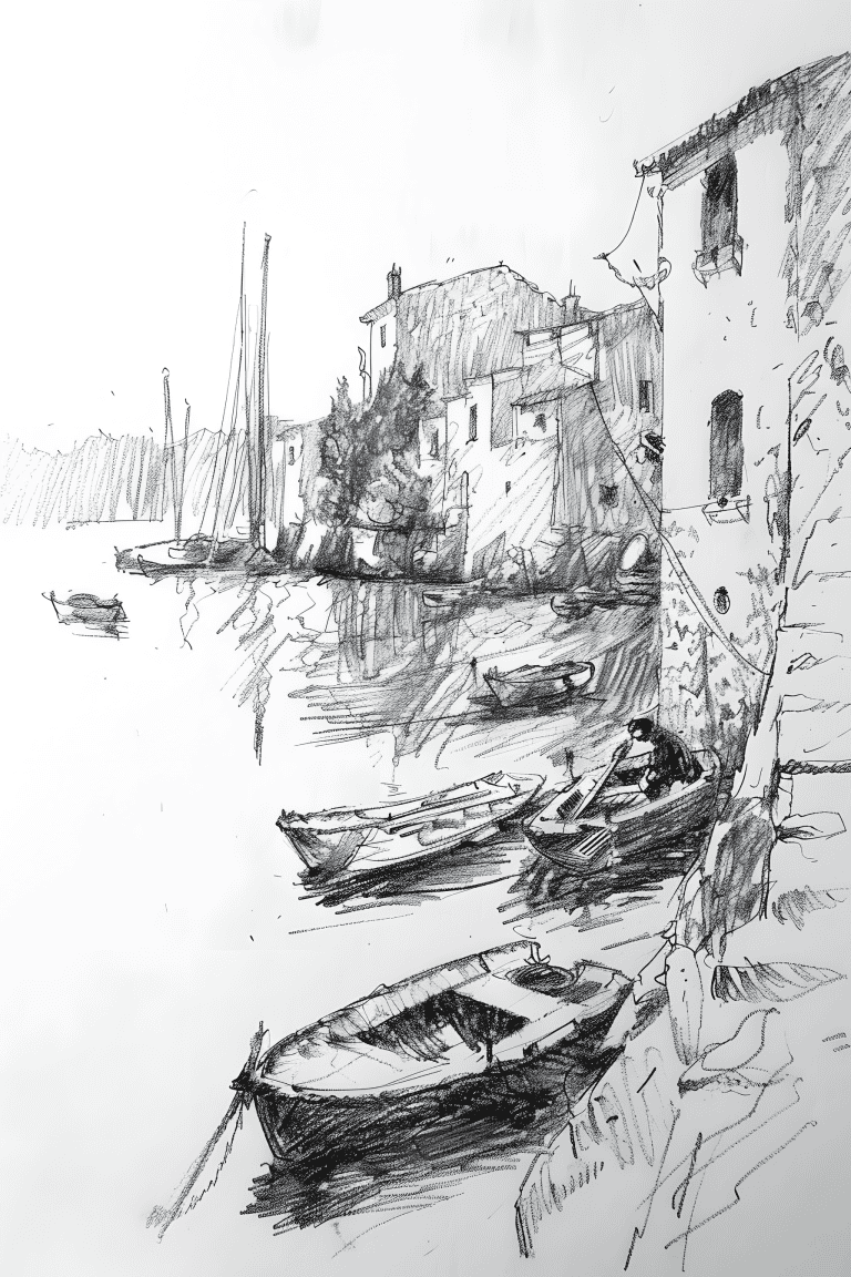 Boats Bobbing Near A Harbor